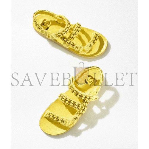 CHANEL  SANDALS 		COTTON TWEED			YELLOW  G33800 X56550 0N550